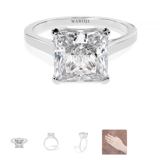 Mariqe Moissanite 3 karat princess cut ring in silver925 cast